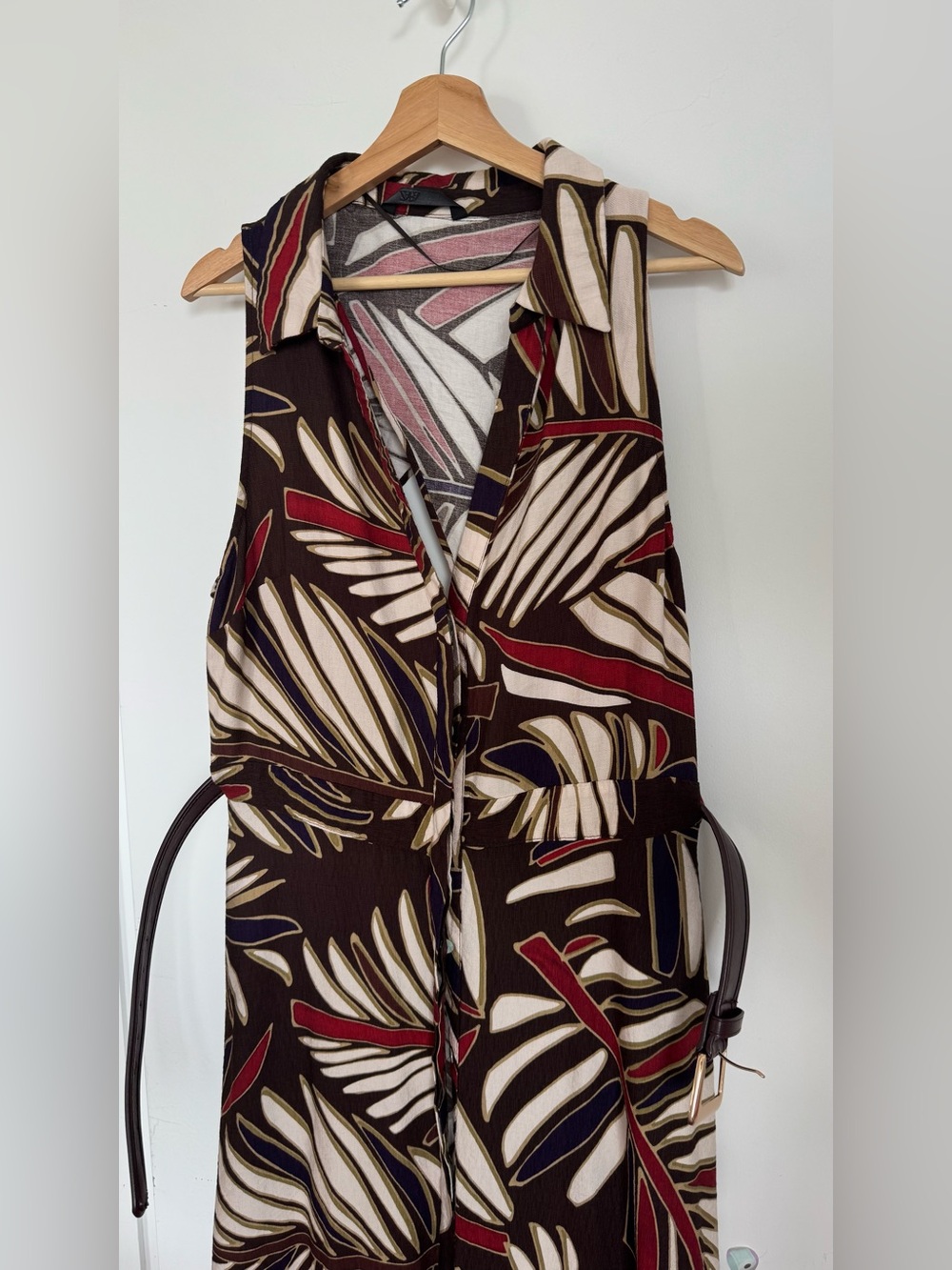 Zara Printed Sleeveless Maxi Dress with Belt